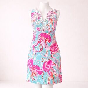 Vibrant Pink and Blue Jellyfish Swim Dress